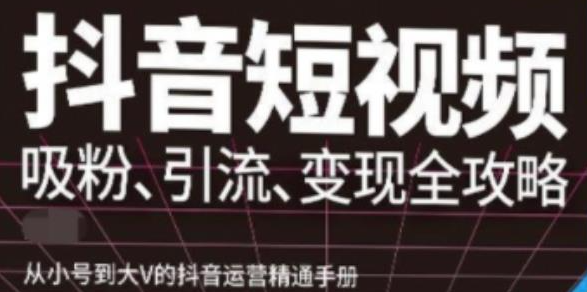 图片[1]-抖音视频号高级实操课程：从小号到大V的抖音运营精通手册（吸粉、引流、变现全攻略）-虚拟货源网