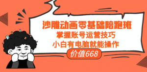 沙雕动画零基础教学课程，小白有电脑就能操作（掌握账号运营技巧）-虚拟货源网